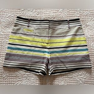 LOFT Striped Shorts in Gray, Neon Yellow, Blue, Black, and White